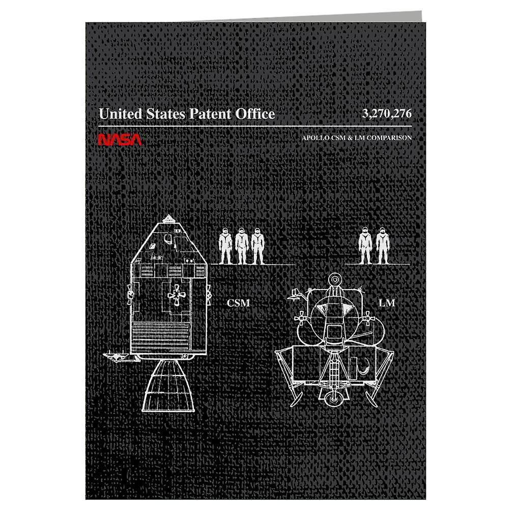 NASA Apollo CSM And LM Blueprint Greeting Card Black 14.5 x 21cm