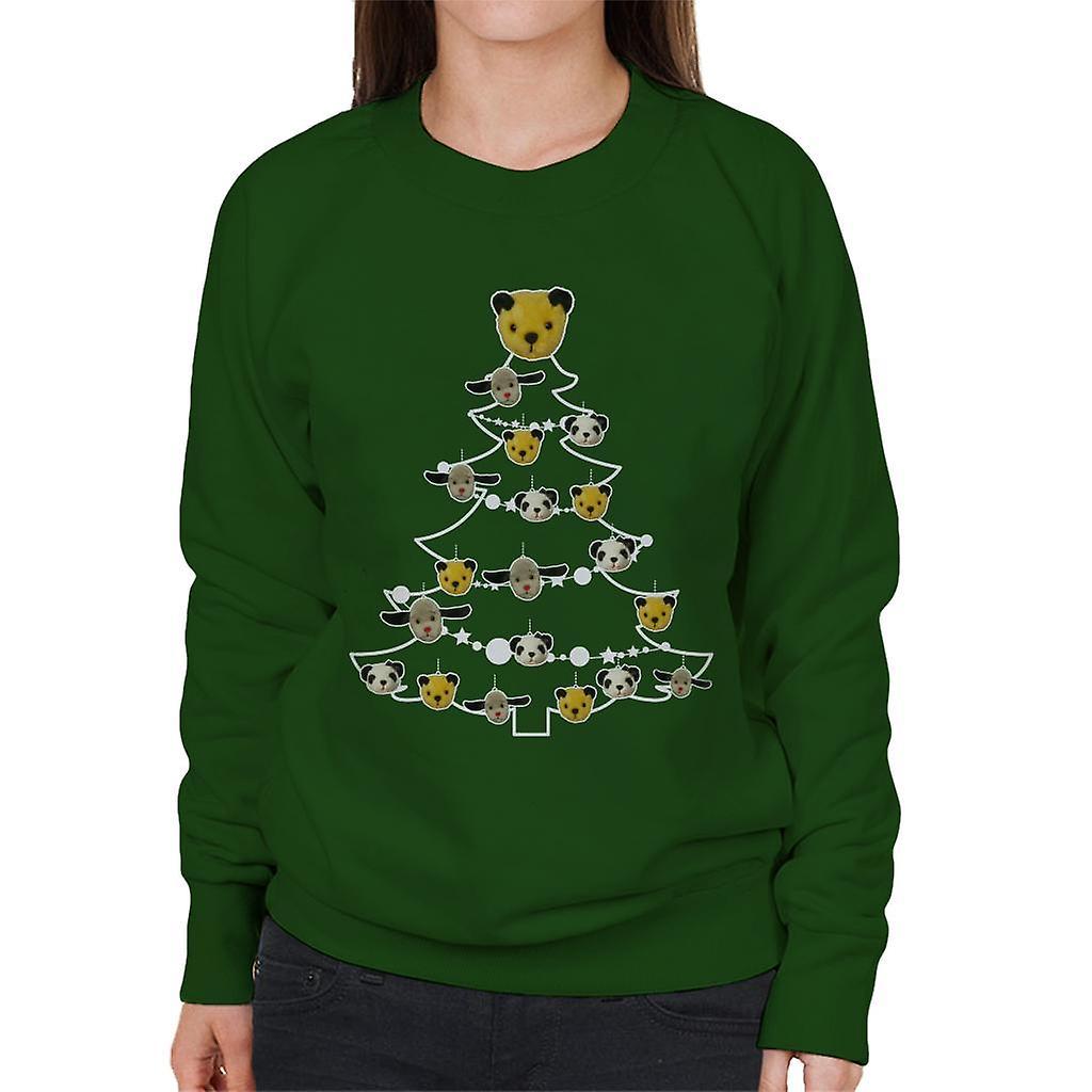 Sooty Christmas Tree White Silhouette Women's Sweatshirt Bottle Green Large