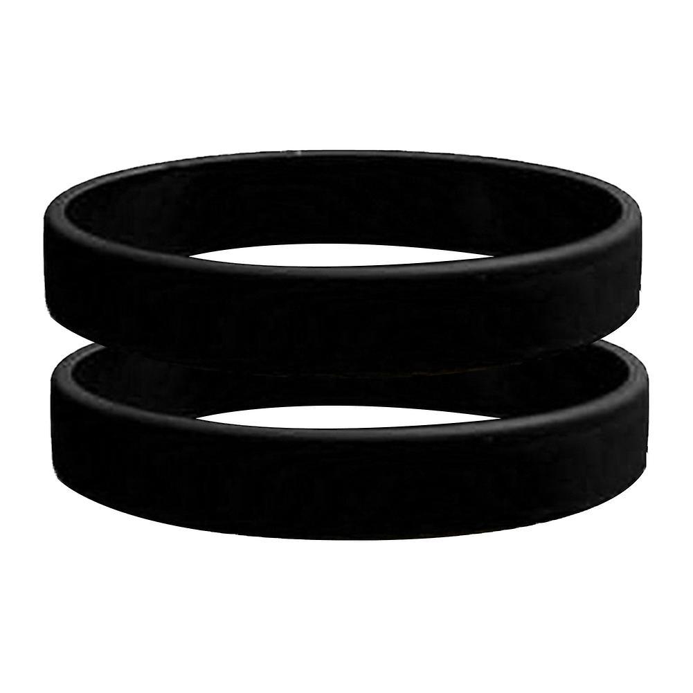 Aislerbee 2Pcs Fashion Silicone Wristbands Wrist Bands Solid Color Sports Design Bracelets Black