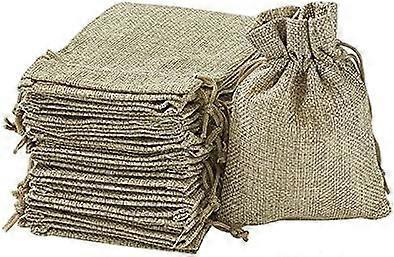 Szsljsm 50pcs Burlap Packing Pouches Drawstring Bags for Jewelry Display Candy Bags Gift Bags Hessian bags