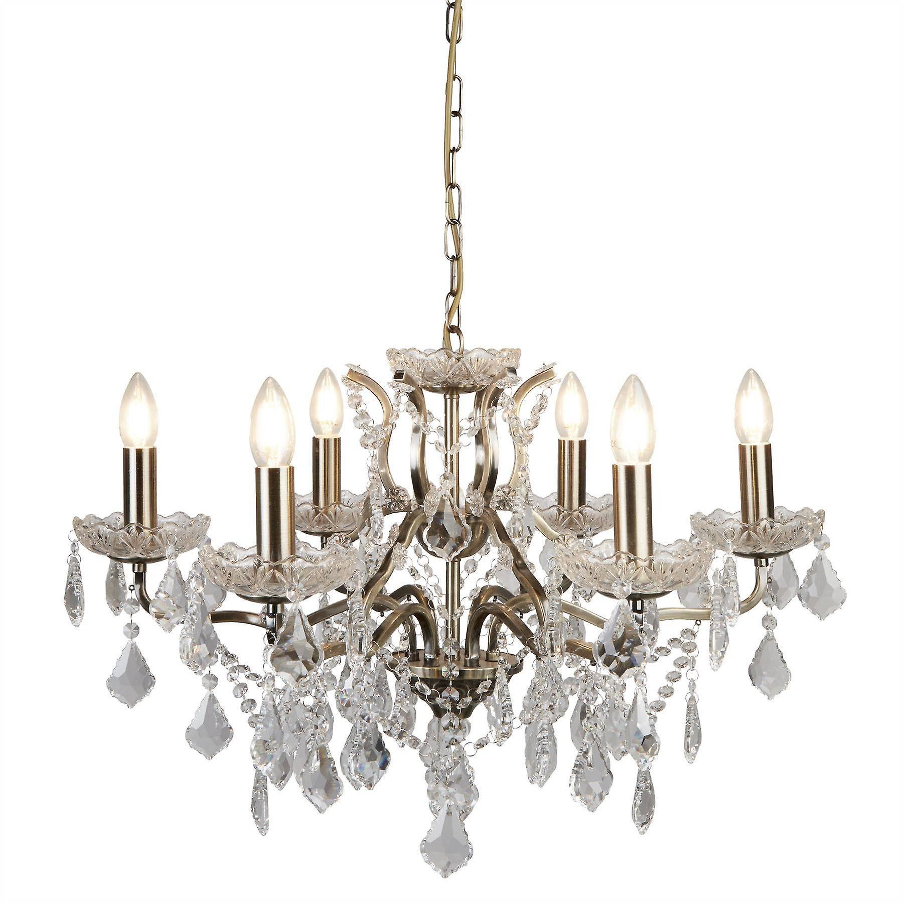 Searchlight Lighting Paris 6 Light Chandelier Antique Brass Finish, E14