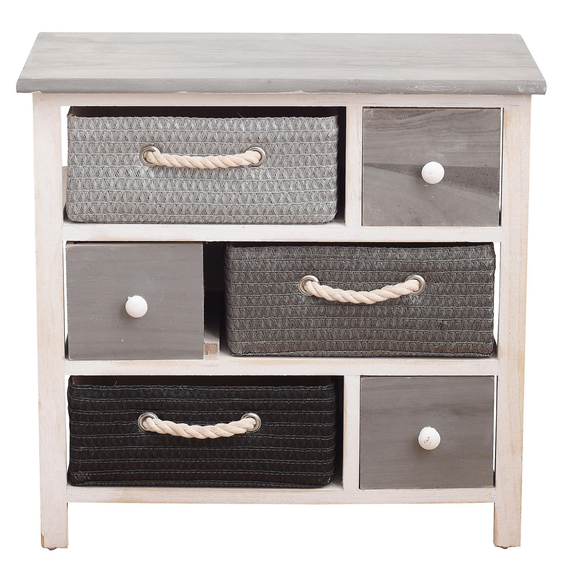 Mobili Rebecca Rebecca Mobili Chest of Drawers Shabby 6 Drawer Bathroom Cabinet Modern 53x56x27