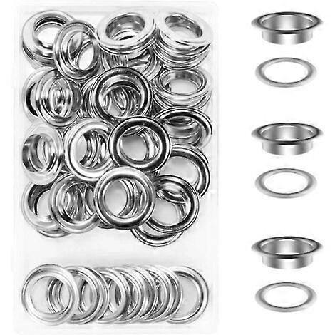 Tinor 50pcs Grommets Eyelets Sets Eyelets 20Mm Grommet Eyelet Kit For Canvas Tarp Tent Repair Silver