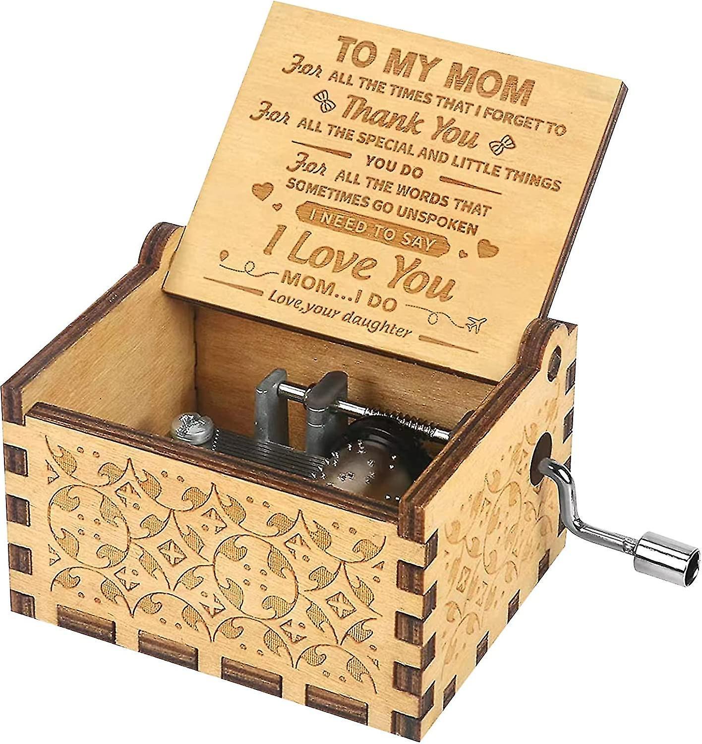 Tianzun Mum Birthday Gifts, Wood Music Box Hand Crank Music Boxes You Are My Sunshine, Vintage Engraving Music Box Gifts Gift from daughter