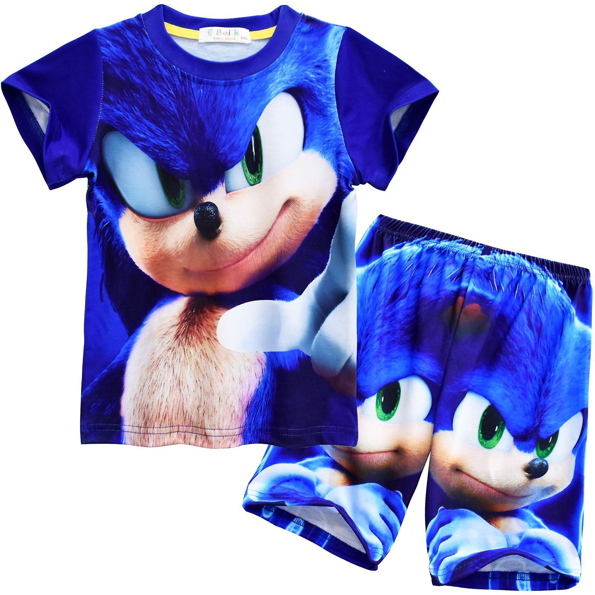 Shznv 2023 Several Cm Printed Sonic Children's 110-150 Short-sleeved Home Clothes Set 9092 120cm