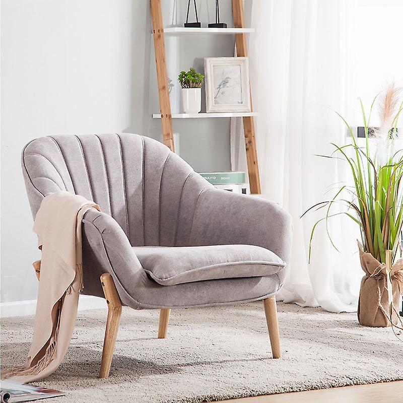 Living And Home Modern Faux Wool Single Sofa Chair with Wooden Legs and a Cushion