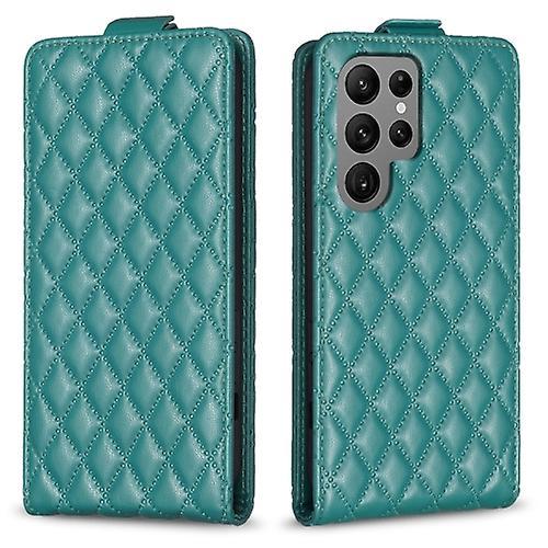 Mycase For Samsung Galaxy S24 Ultra 5g Diamond Lattice Vertical Flip Leather Phone Case Green