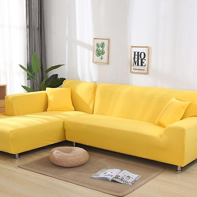 Slowmoose Solid Color Corner Sofa Covers For Living Room, Elastic Spandex Slipcovers color 2 4-seat 235-300cm 1pc