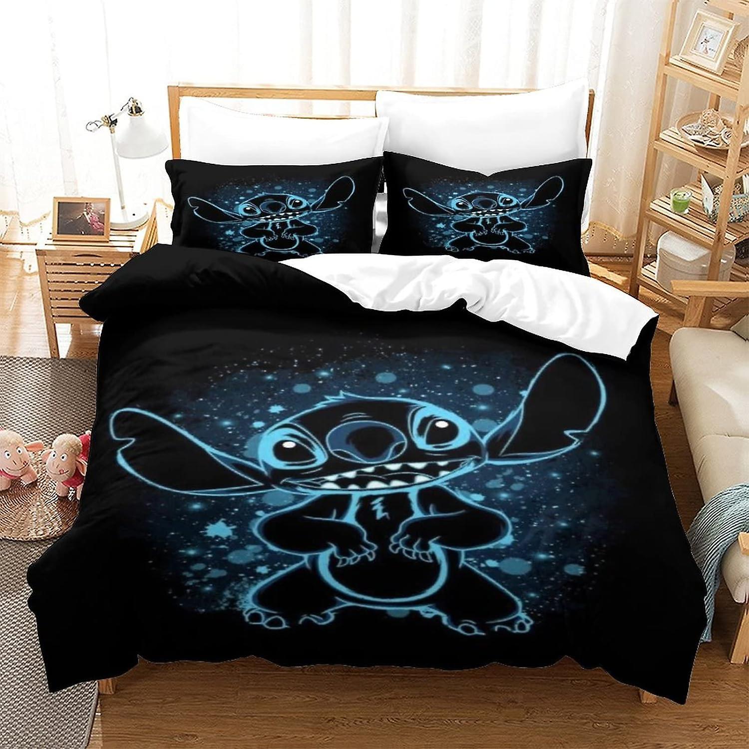 Kerota Stitch Duvet Cover D Lilo & Stitch Design Soft Microfiber Cover Breathable Duvet Cover Girls Boys Bedding Set Pieces with Zipper 135*200 CM ...