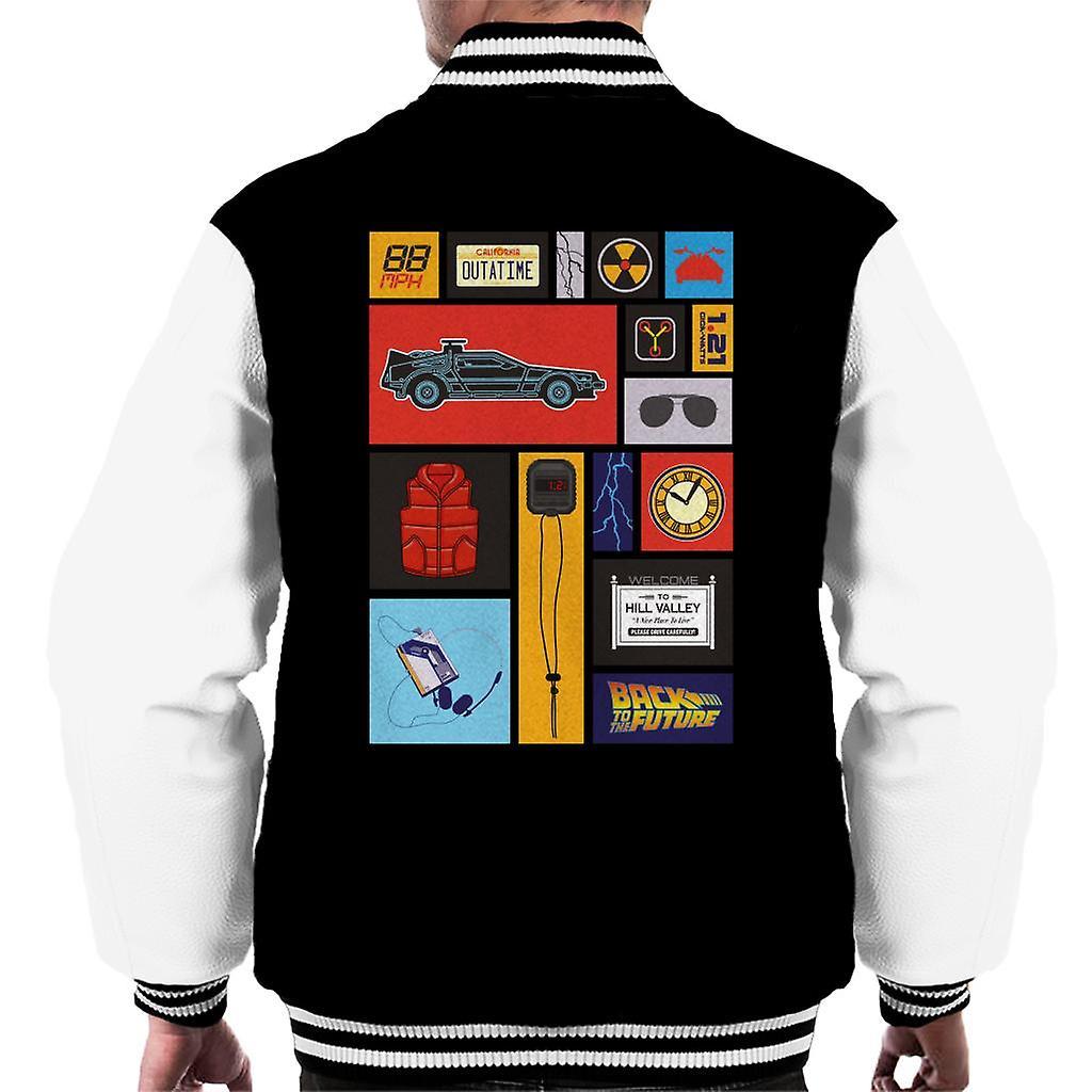 Back to the Future Tile Montage Men's Varsity Jacket Black/White XX-Large