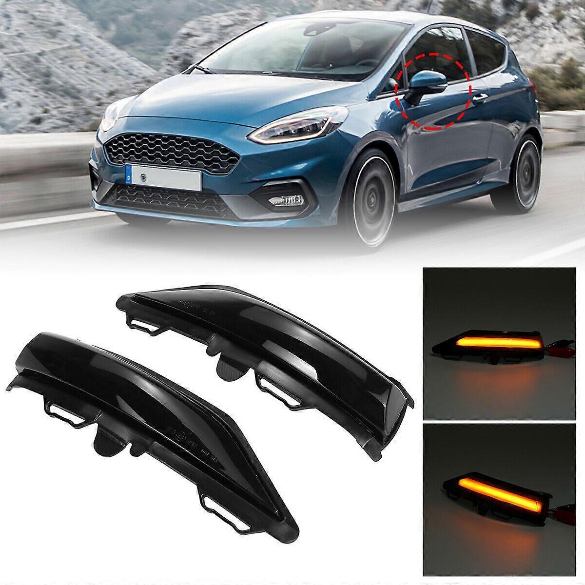 Lahdek 2x Dynamic LED Light Indicator Mirror For Ford Fiesta MK8 19+