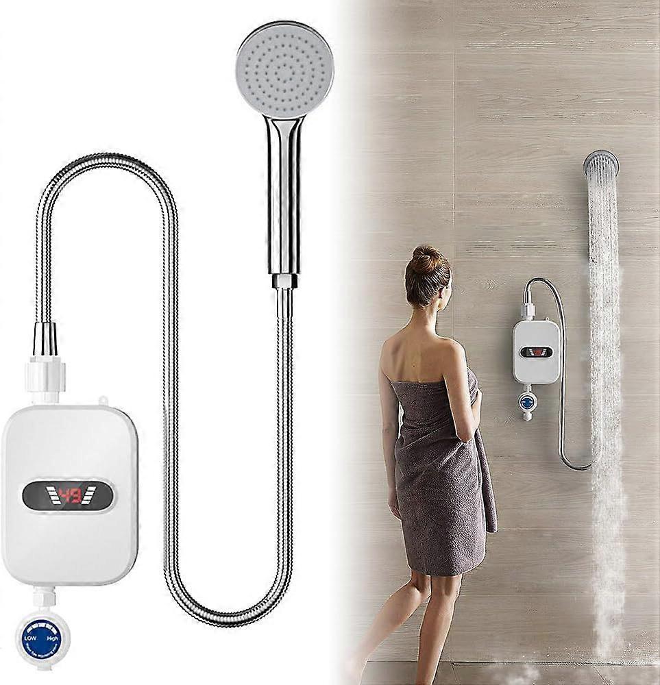 Unbrand Electric Instant Hot Water Heater Electric Tankless Shower Hot Water Faucet, Shower Instantaneous Water Heater with LCD Display UK version