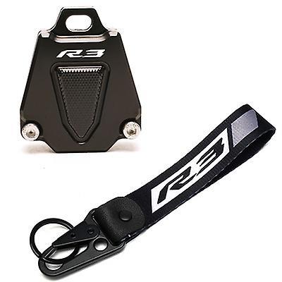 Roobeki CNC Key Cover Case Shell & Embroidery Badge Keyring For Yamaha YZF-R3 YZFR3 R3 2015 -2022 Motorcycle Accessories KKCR Black