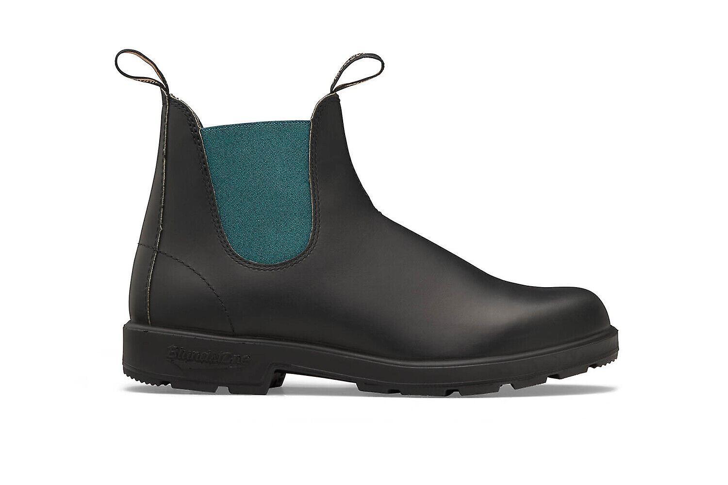 Blundstone 2307 Unisex Classic Chelsea Black Leather Ankle Pull On Boot Black / Teal 6