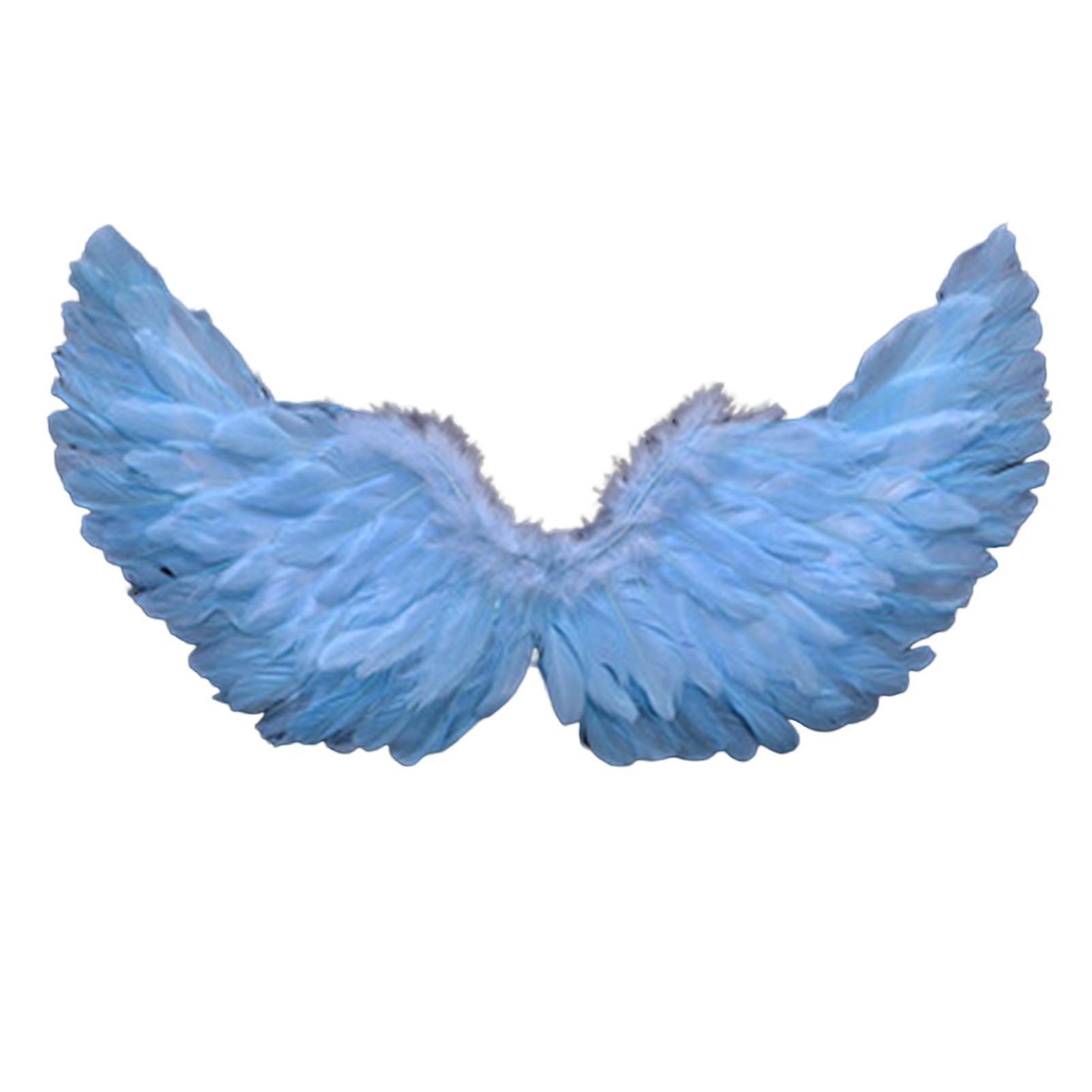 SIJIALI Angel Feather Wings with Elastic Straps Bright Color Lightweight Costume Cosplay Wings Photography Light Blue