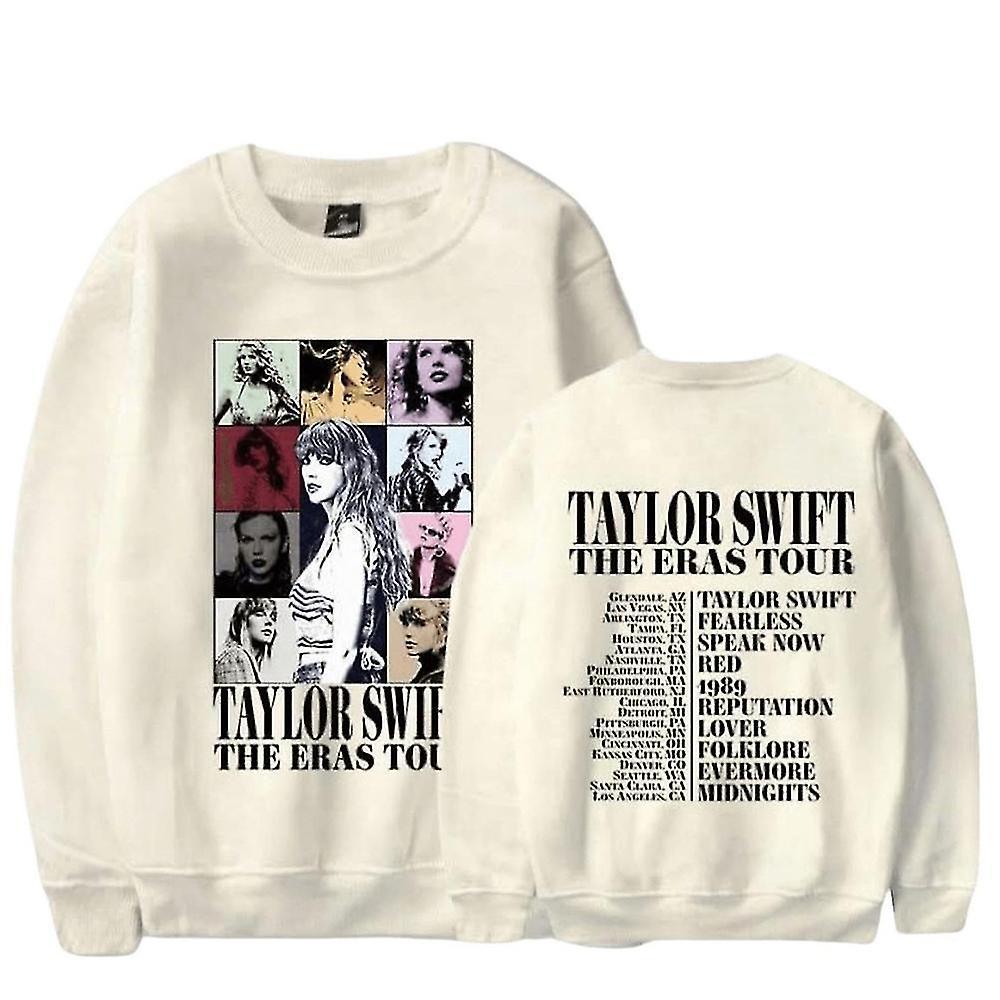 Syhmy Men's Women's Taylor Swift The Eras Tour Sweatshirt Printed Fashion Long Sleeve Crew Neck Casual Loose Pullover Fan Gift apricot