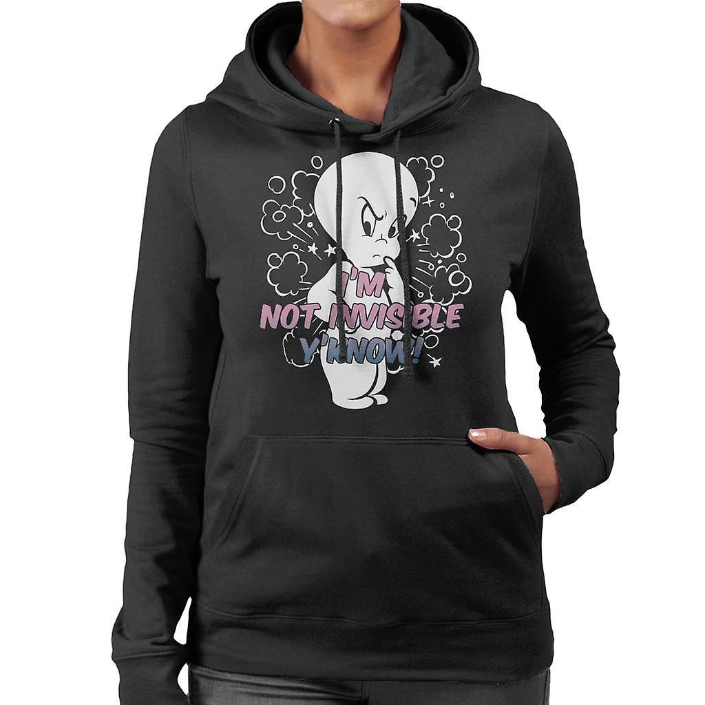 Casper The Friendly Ghost Cross I'm Not Invisible Y'Know Women's Hooded Sweatshirt Black Small