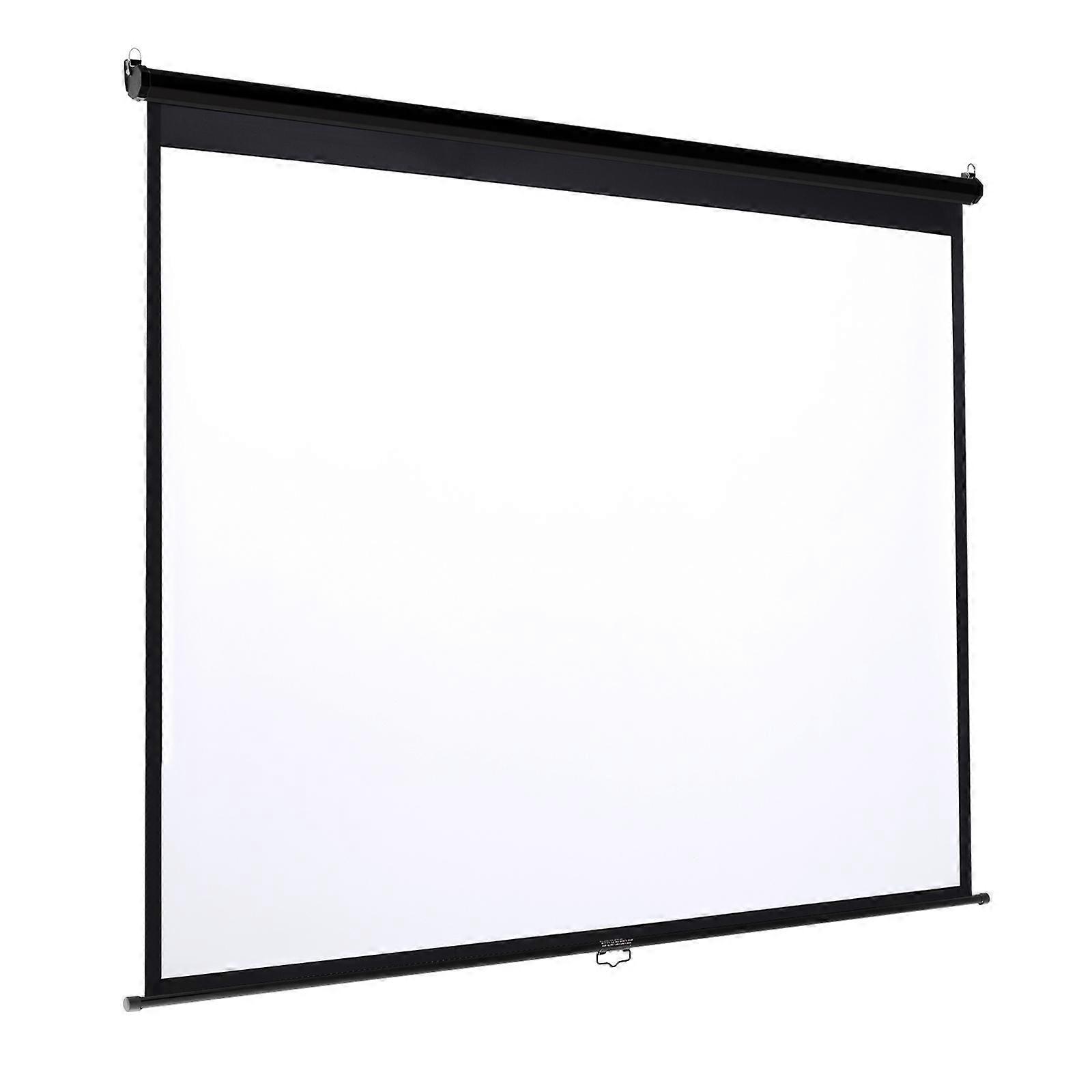 Living And Home Manual Pull Down Retractable Projector Projection Screen, Black 60 Inch