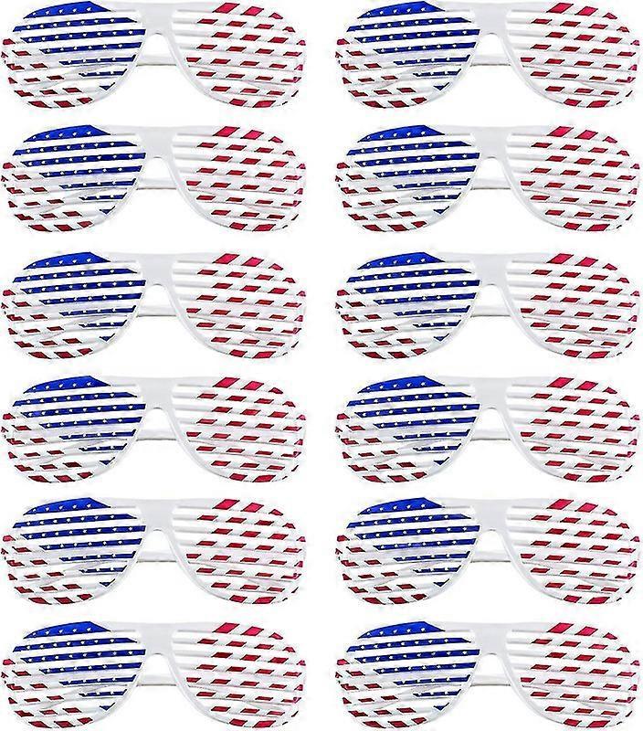 Lycxames 20 Pcs American Flag Patriotic Design Plastic Shutter Glasses Shades Sunglasses red/white/blue