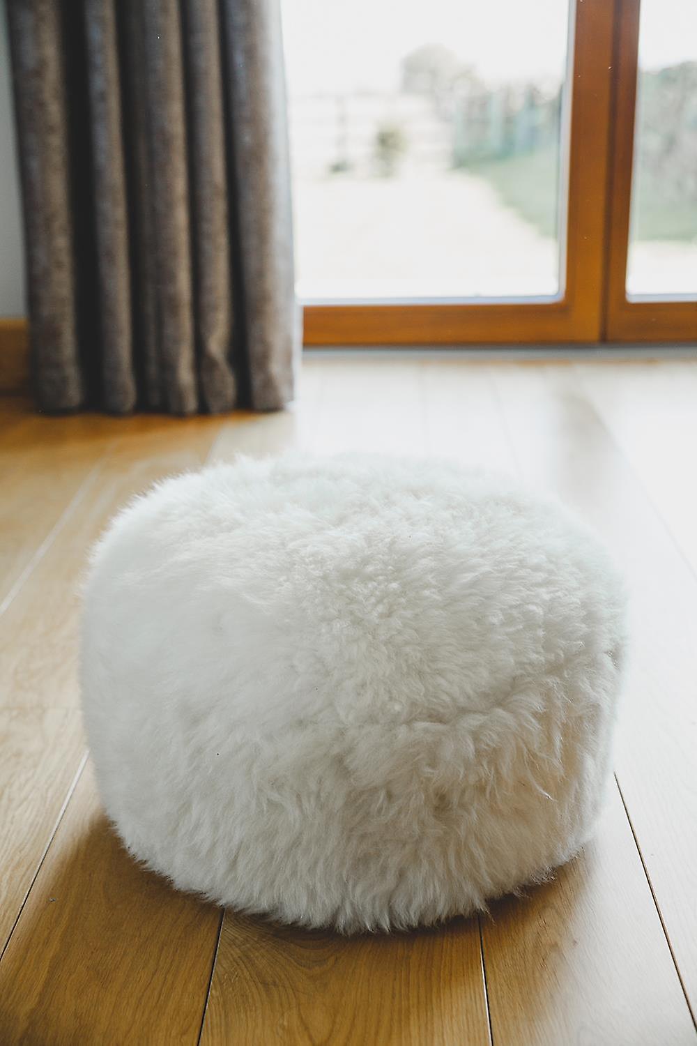 Nordvek Luxury Natural Sheepskin Pouffe Footstool - 35x35cm Ottoman # 9021-100 35 x 35cm