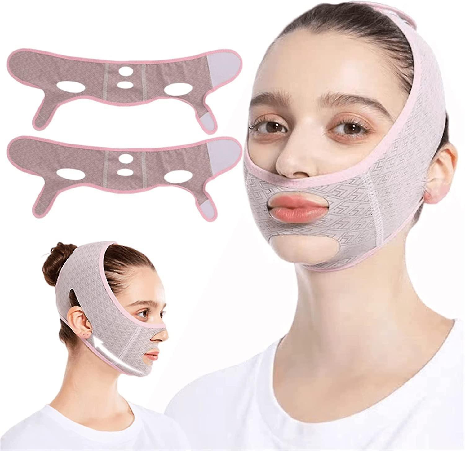 Tianzun Beauty Face Sculpting Sleep Mask, Reusable V Line Shaping Masks, V Line Lifting Mask Facial Slimming Strap - Double Chin Reducer 2Pcs