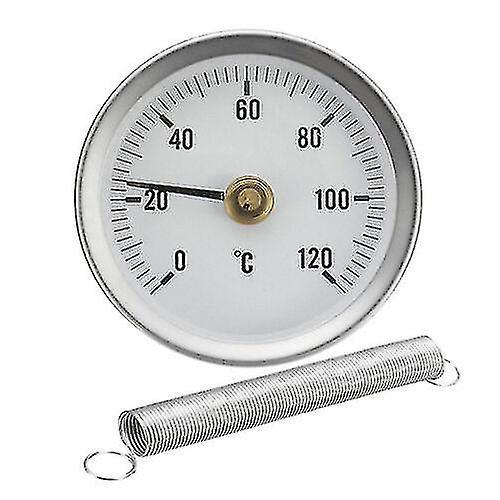 2x Tube Thermometer Temperature Gauge Clip On Spring 0-120 63mm Hot Water Disc Zekai