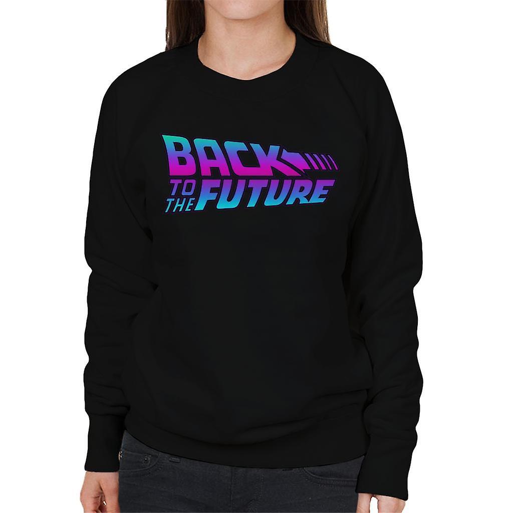 Back to the Future Pink And Blue Gradient Logo Women's Sweatshirt Black Medium