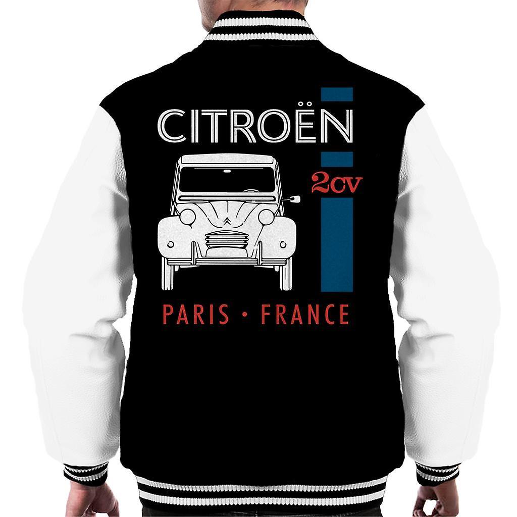 Citro�n Citroen White 2CV Paris France Single Stripe Men's Varsity Jacket Black/White Large