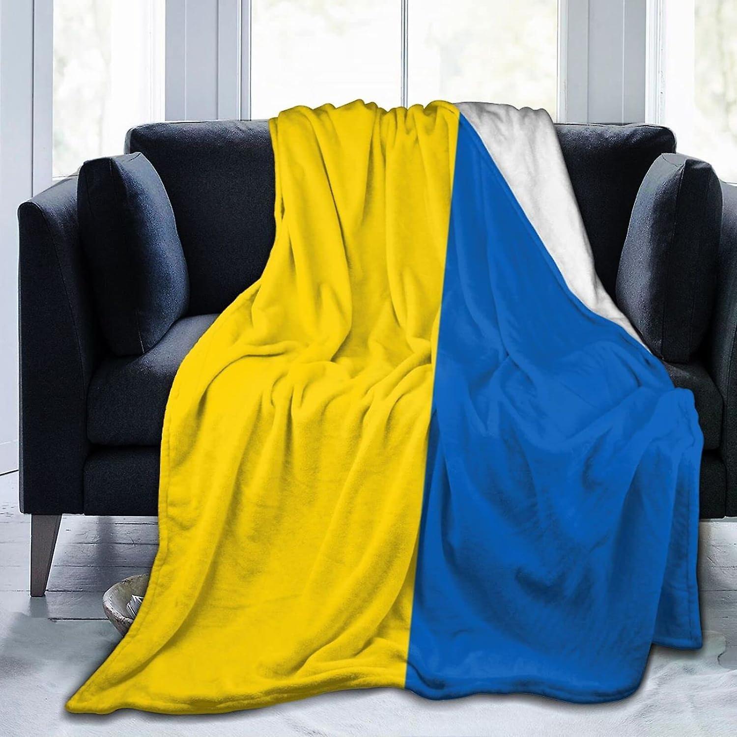 Kerota WT1277 Printed Flannel Blanket Flag of Ukraine Blanket Soft Throws Blanket Comfortable and Warm for Bed Sofa Couch Throw 50x40in 125x100cm