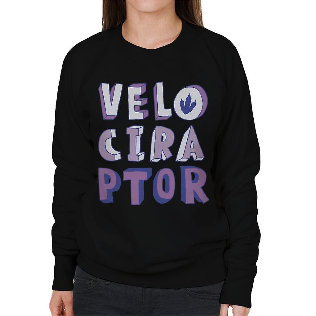 Jurassic Park Velociraptor Purple Text Women's Sweatshirt Black Medium