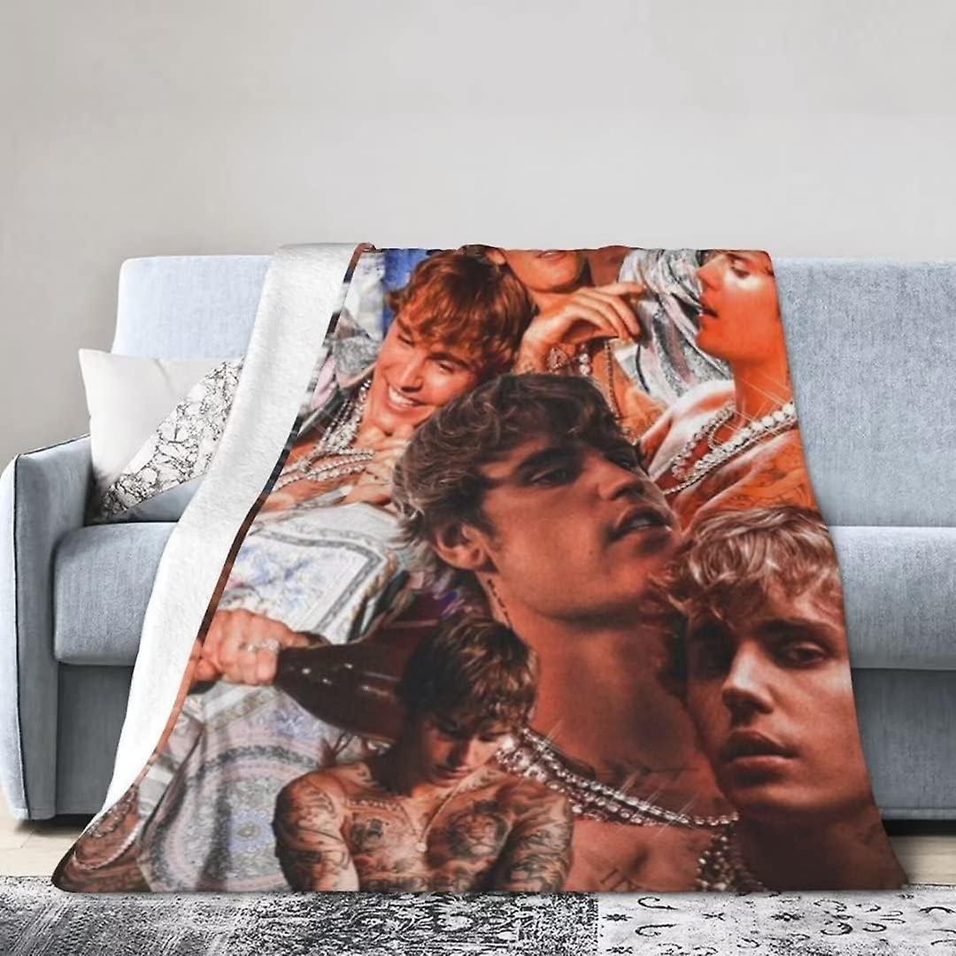 Kerota Justin Bieber Throw Blanket Ultra Soft Flannel Blanket Warm Lightweight Throw Blanket Bed Couch Sofa Living Room Blankets Singer Merch Fans ...