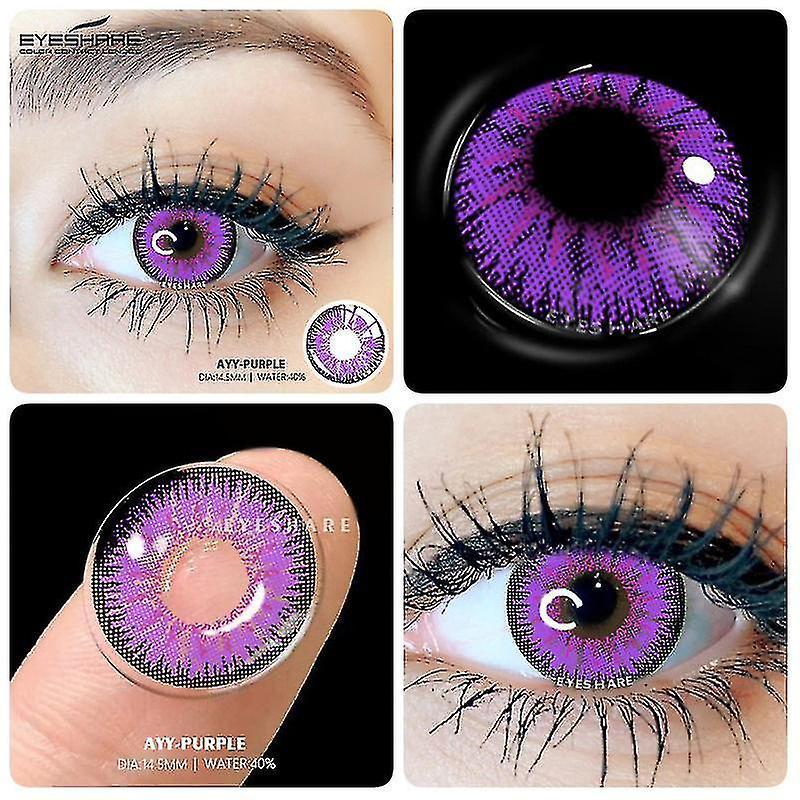 Color Contact Lenses For Eyes 2pcs Cosplay Colored Lenses Blue Halloween Lenses Purple Contact Lens Yearly Eye Contacts AYY-PURPLE