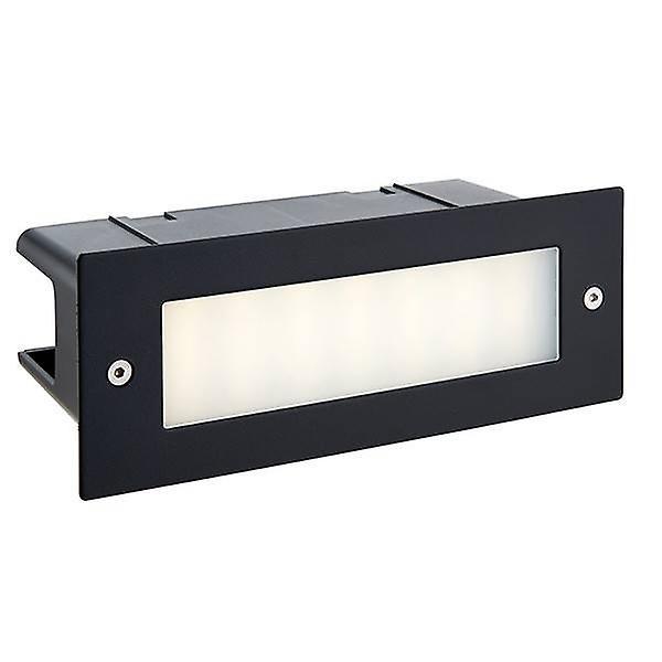 Saxby Lighting Seina Integrated LED Outdoor Recessed Wall Light Textured Black, Frosted IP44