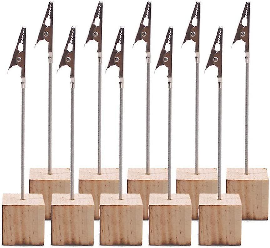 Linaja 10pcs vertical note photo holder with alligator clip and pine base