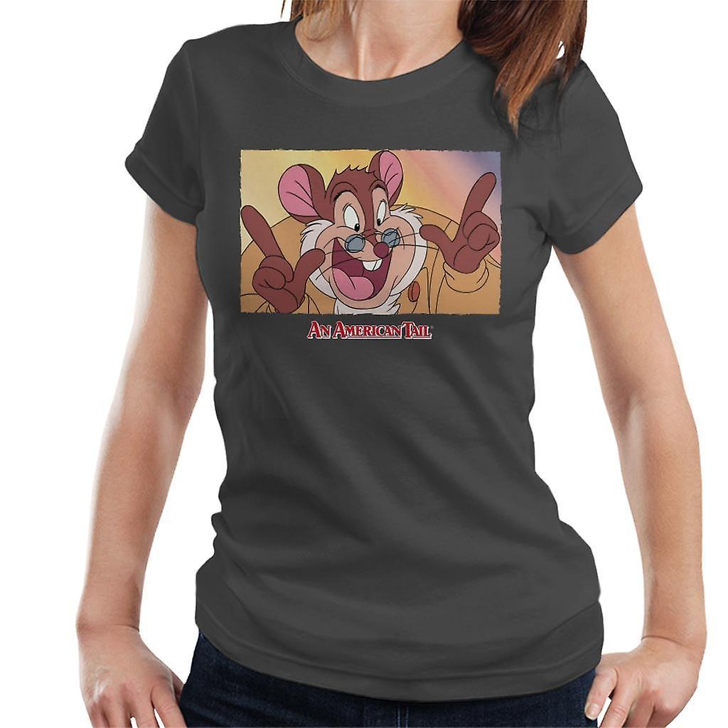 An American Tail Papa Mousekewitz Face Women's T-Shirt Charcoal Large