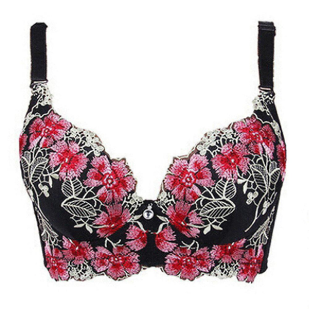 Embroidery bra for women sexy push up brassiere c d cup underwear Black 38d