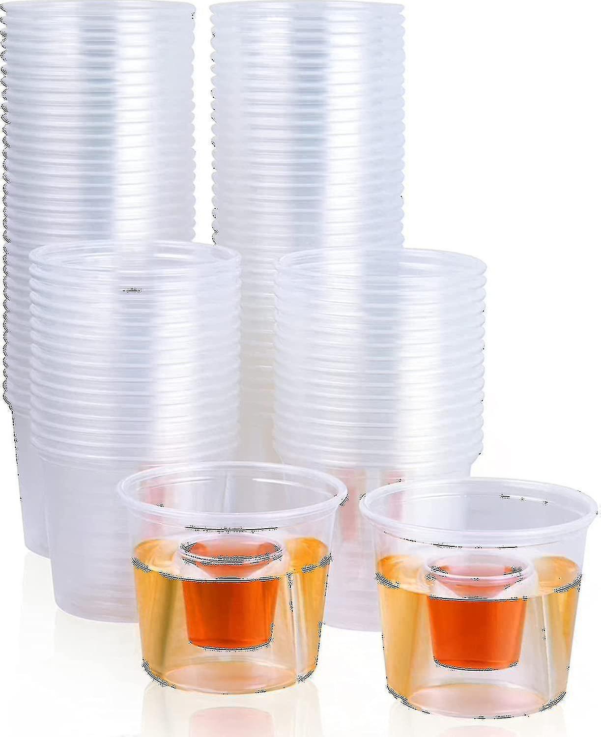 100 Disposable Bomber Cups - Clear Plastic Bomber Shot Glasses - Heavy Duty, Highly Durable And Reusable Shot Cups - Perfect For Shots