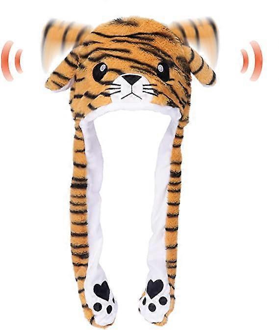 Zhiyi Animal Hat Plush Ears Moving Jumping Dress Up Cosplay Party for Kids Tiger