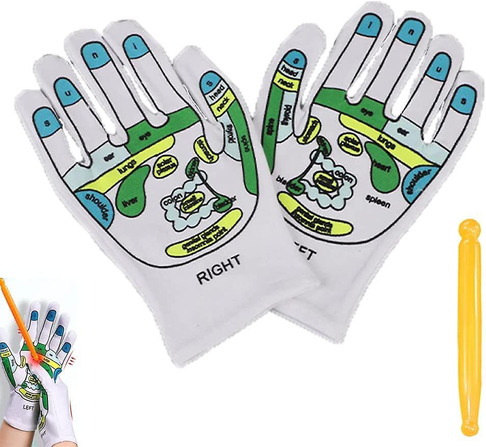 Wtowin Acupressure Reflexology Gloves, Blood Control Reflexology Gloves, Hand Spa Reflexology Tools With Point Massager Tools 1 pair