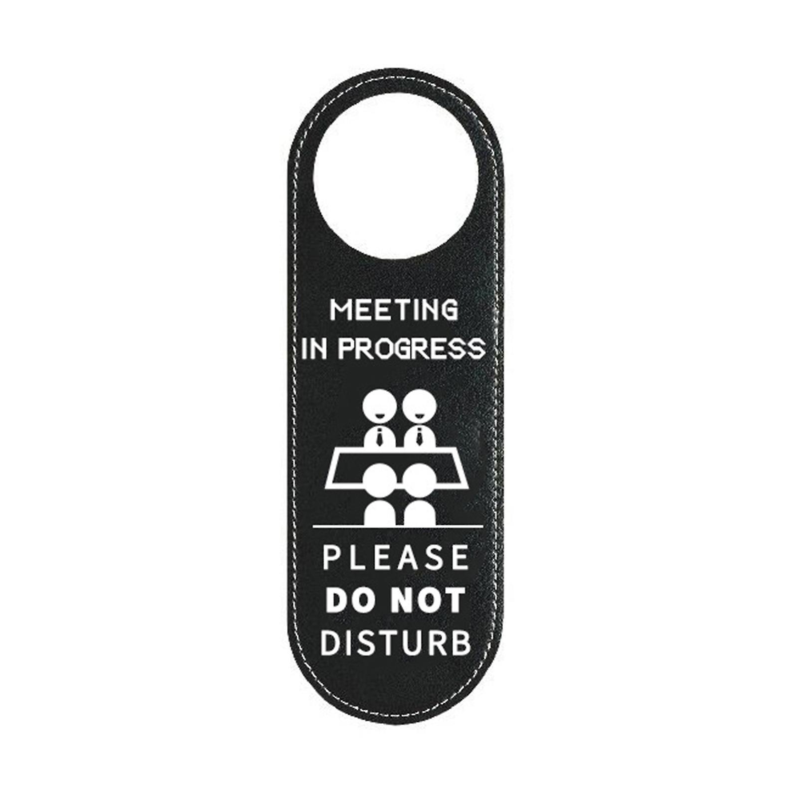 Reheyre Double Sided Door Sign Hanging Reminder Signs Meeting in Progress Please Do Not Disturb Door Hanger Black