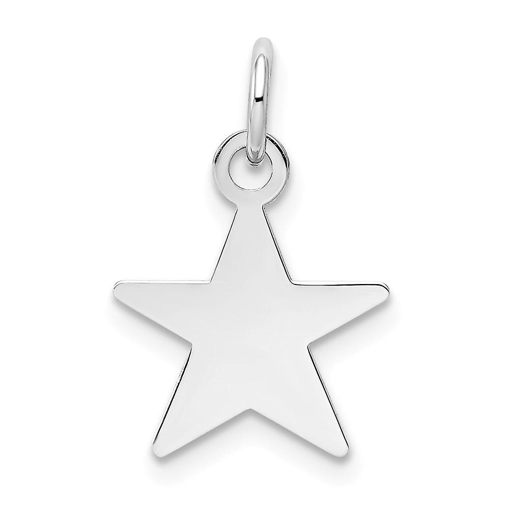 JewelryWeb 14k White Gold Solid Polished Engravable Plain .018 Gauge Engraveable Star Charm Pendant Necklace Measures 17x11mm Wide