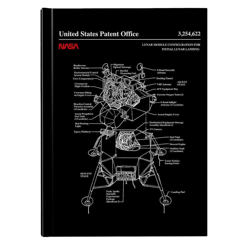 NASA Lunar Module Landing Blueprint Hardback Journal Black 13 x 18.5 cm