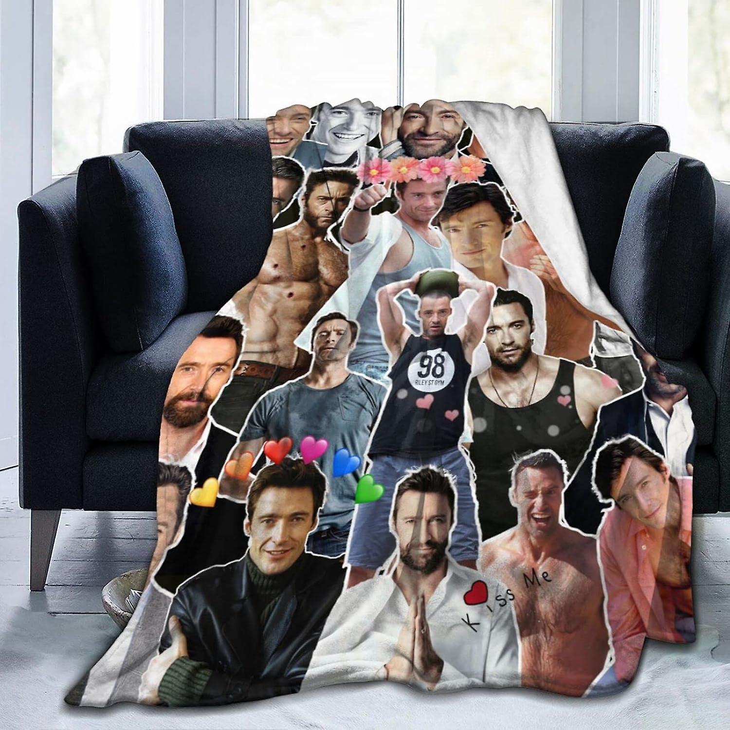 Kerota Blanket Hugh Jackman Soft and Comfortable Warm Fleece Blanket for Sofa,Office Bed car Camp Couch Cozy Plush Throw Blankets Beach Blankets 80...