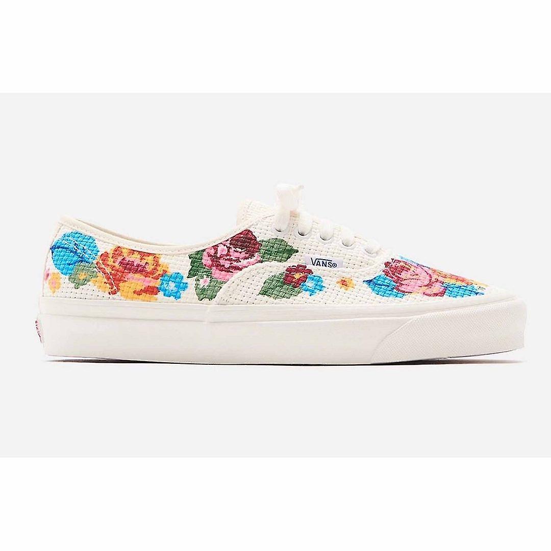 Vans Authentic Needlepoint Floral Lace-Up White Satin Mens Shoes VN0A54F29GM UK 9 EU 43 US 10