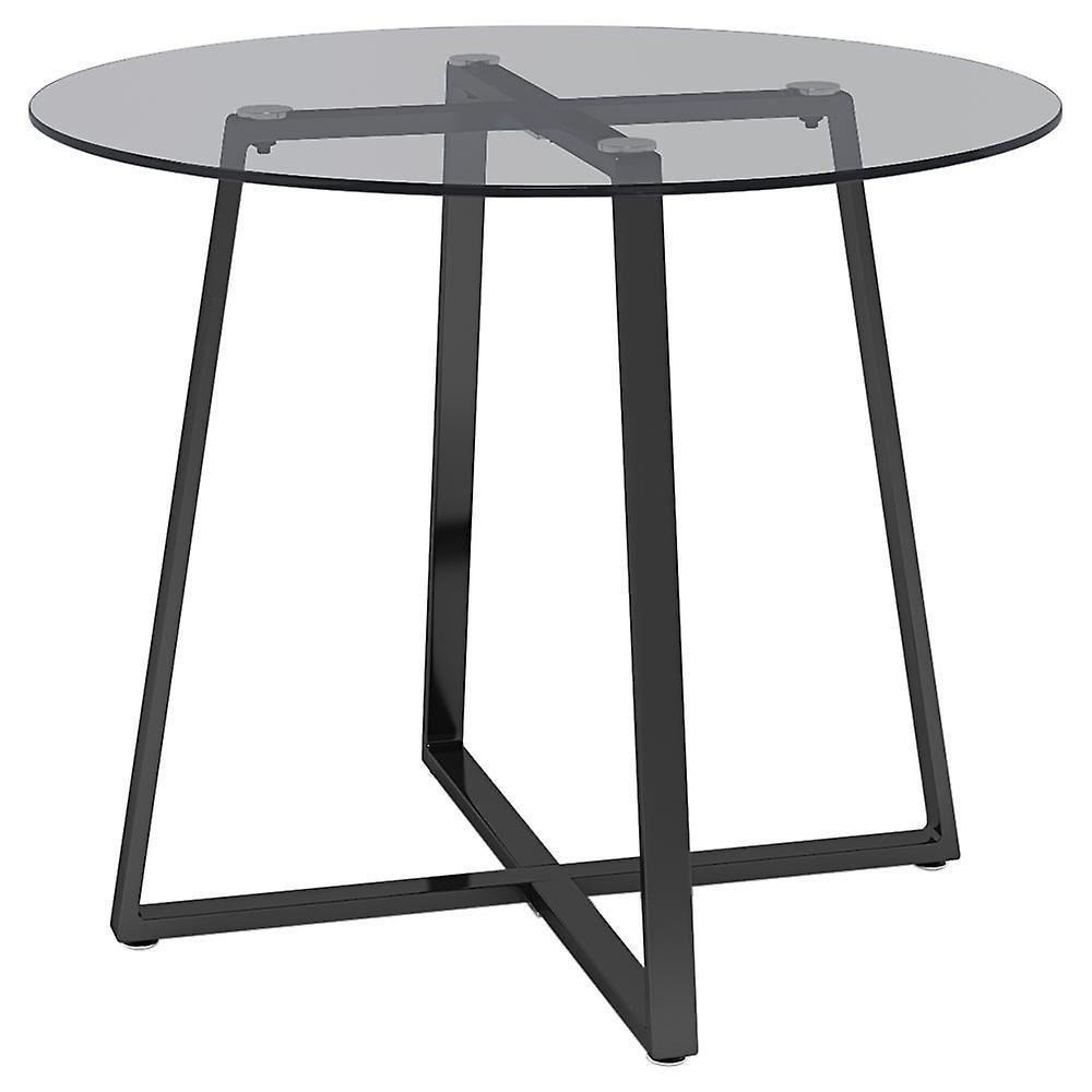 Living And Home Livingandhome Dining Table Modern Glass Round Dining Table with Tempered Glass Top for Dining Room