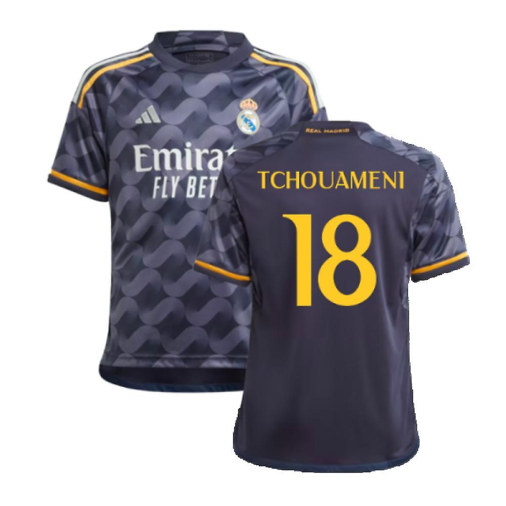 Adidas 2023-2024 Real Madrid Away Shirt (Kids) (Tchouameni 18) Navy 15/16 Years - 34-36 inch