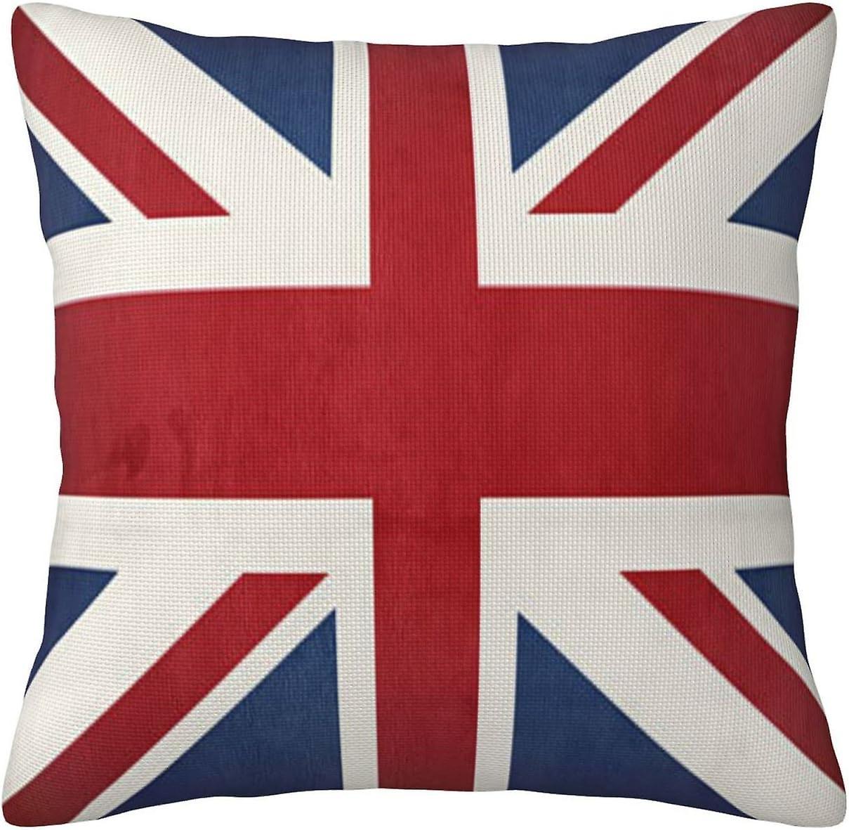 Kerota Stocakes Throw Pillow Covers Old British Flag Union Jack Decorative Pillow Covers 18x18 inch Square Luxury Style Cushion Case Pillow Shell f...