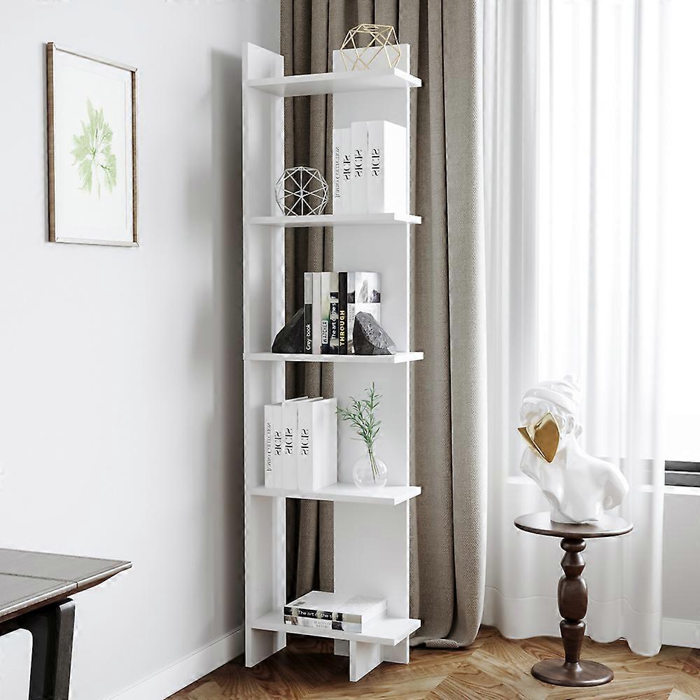 Living And Home Livingandhome 5 Tier Corner Shelf Unit Ladder Storage Rack Display Bookshelf White