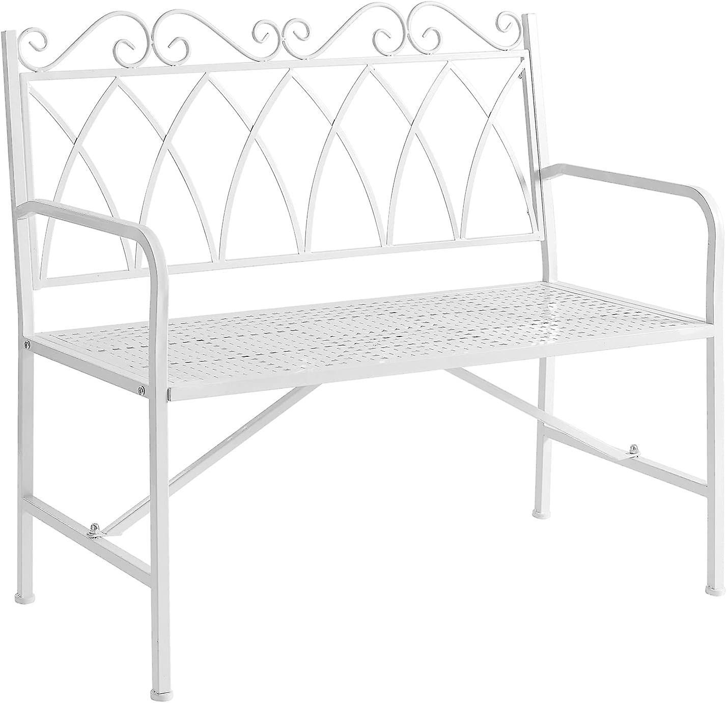 SoBuy OGT45-W Garden Bench with Backrest and Armrest White