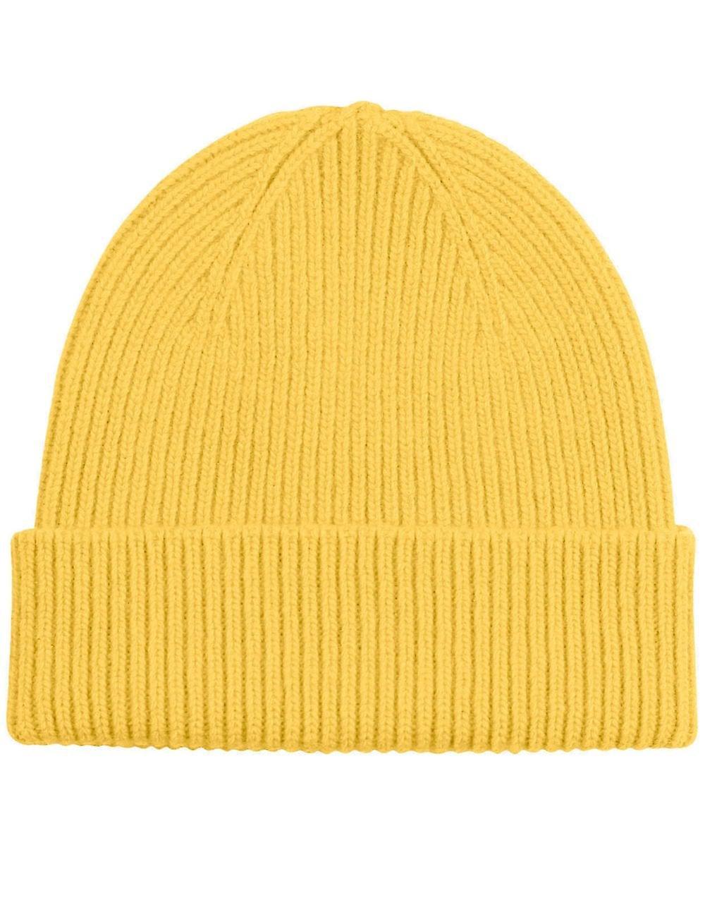 Men's Colorful Standard Merino Wool Beanie Hat - Lemon Yellow One Size